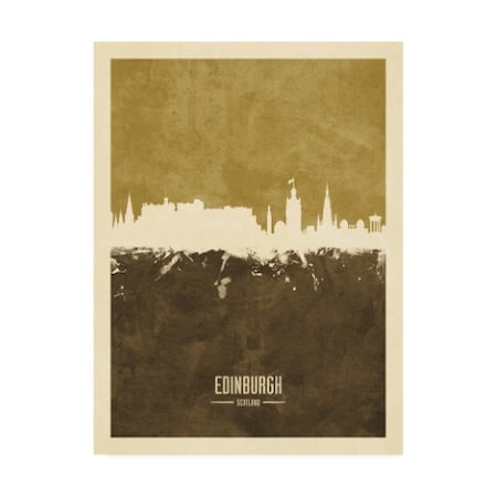 Michael Tompsett 'Edinburgh Scotland Skyline Brown' Canvas Art,35x47